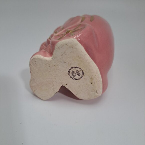 40s-50s American Pottery Pink Duck Wagon Planter Gold Gilt Ceramic BB Stamp - Picture 9 of 13